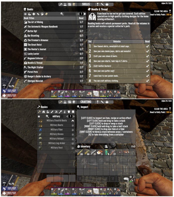 More information about "Completed Needle & Thread Book, but I still can't craft military armor"
